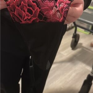 Elegant Black and Red Lace Chemise